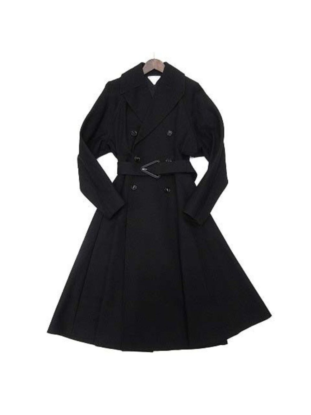 Bottega Veneta Long Trench Coat Triangle Buckle Black 36